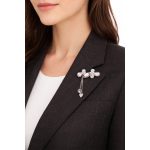 Crystal Brooch with Chain 